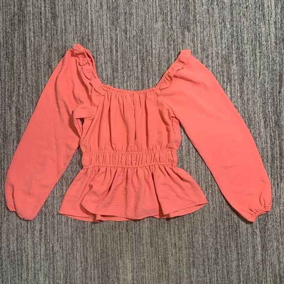 Brand New Nine West Women's Small Salmon Pink Peplum Square Neck Blouse Top - Picture 7 of 7